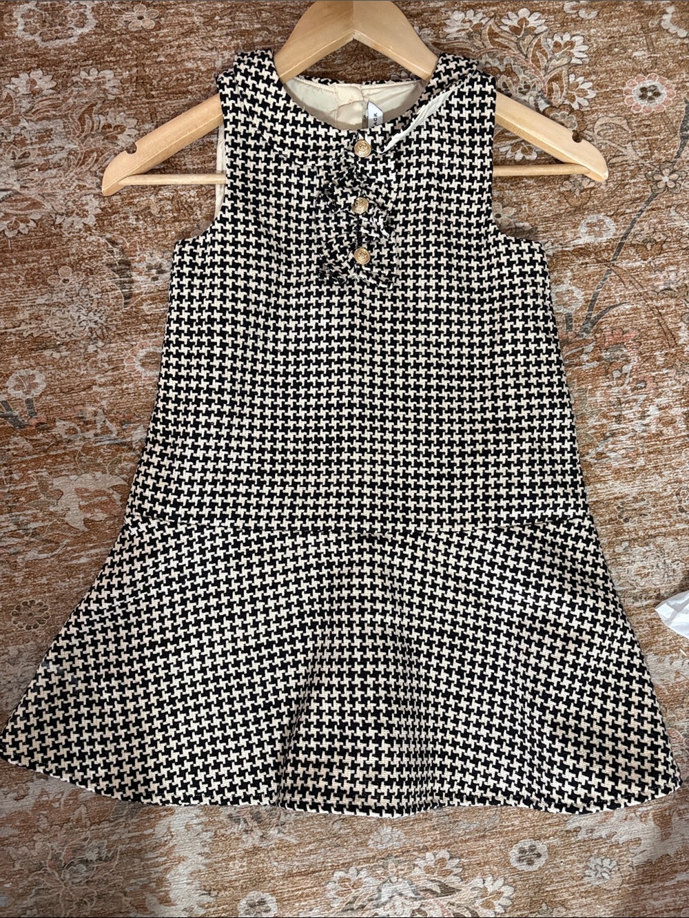 Janie and Jack Black and White Houndstooth Sleeveless Dress